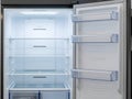 Refrigerator fridge empty shows a clean modern interior design Royalty Free Stock Photo