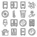 Refrigerator and Fridge Icons Set. Line Style Vector Royalty Free Stock Photo