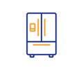 Refrigerator with ice maker line icon. Fridge sign. Vector Royalty Free Stock Photo