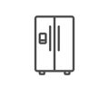Refrigerator with ice maker line icon. Fridge sign. Vector Royalty Free Stock Photo