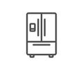 Refrigerator with ice maker line icon. Fridge sign. Vector