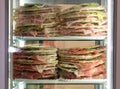 Refrigerator with lots of stuffed sandwiches called Spianata or Royalty Free Stock Photo