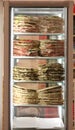 Refrigerator with lots of stuffed sandwiches called Spianata or Royalty Free Stock Photo