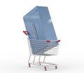 Refrigerator in shopping cart Royalty Free Stock Photo