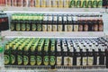 Refrigerator in a supermarket with local Thai beer brands Chang, Singha and Leo