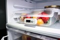 refrigerator with temperature probe and alarm, ensuring food safety Royalty Free Stock Photo