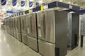 Refrigerators appliance at Lowes Royalty Free Stock Photo