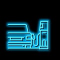 refuel car on gas station neon glow icon illustration