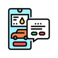 refuel car through phone application color icon vector illustration