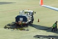 Refuel truck for airplane parked and waiting refuel the airplane on ground in the airport. Royalty Free Stock Photo