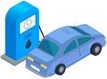 Car near fuel dispenser in petrol filling station. Refueling automobile with gasoline, benzine