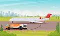 Refueling Passenger Aircraft Flat Illustration.