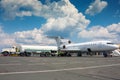 Refueling plane at a airport Royalty Free Stock Photo