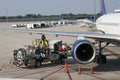 Refuelling a passenger jet on airport apron