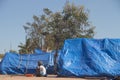 Refugee camp made of tents, Africa, refugee crisis