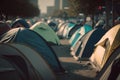 refugee camp tents illustration Generative AI