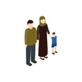 Refugee family icon, isometric 3d style
