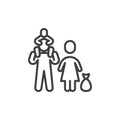 Refugee family line icon Royalty Free Stock Photo