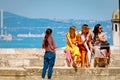 Refugee girl begging tourists for money in Istanbul