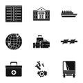 Refugee status icons set, simple style