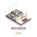 Refugees Asylum Center Isometric Royalty Free Stock Photo