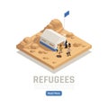 Refugees Asylum Isometric Poster Royalty Free Stock Photo