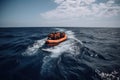 refugees in boat crossing the sea Royalty Free Stock Photo