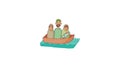 Refugees in a boat icon animation