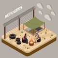 Refugees Isometric Background Royalty Free Stock Photo