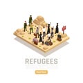 Refugees Isometric Vector Illustration Royalty Free Stock Photo