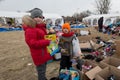 Refugees near Przemysl Ukraine & Poland.