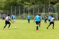 Refugees playing soccer