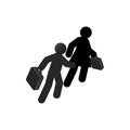 Refugees with suitcase icon, isometric 3d style