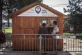 Refugees from Syria and Afghanistan getting help and food at a info point called info park, run by volunteers, on Balkans Route