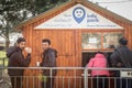 Refugees from Syria and Afghanistan getting help and food at a info point called info park, run by volunteers, on Balkans Route