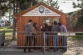 Refugees from Syria and Afghanistan getting help and food at a info point called info park, run by volunteers, on Balkans Route