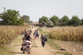 Refugees walking through the fields near the Croatia Serbia border, between the cities of Sid Tovarnik on the Balkans Route