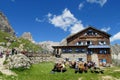 Refugio hutte restaurant in the Alps Royalty Free Stock Photo