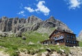 Refugio hutte restaurant in the Alps Royalty Free Stock Photo