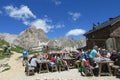 Refugio hutte restaurant in the Alps Royalty Free Stock Photo