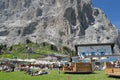 Refugio and restaurant in the Alps Royalty Free Stock Photo