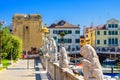 Refugium Peccatorum monuments near marina water canal in historical centre of Chioggia