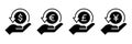 Refund or cashback black flat style icon set Royalty Free Stock Photo