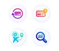 Refund commission, Cashback and Flight sale icons set. Data analysis sign. Vector