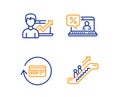 Refund commission, Online loan and Success business icons set. Escalator sign. Vector