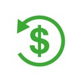 Refund money icon. Vector illustration.