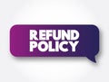 Refund Policy text message bubble, business concept background