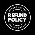 Refund Policy text stamp, business concept background