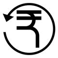 Refund sign. INDIA RUPEE currency. Circle arrow sign