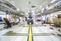 Refurbishment of an airplane in a hangar. Royalty Free Stock Photo